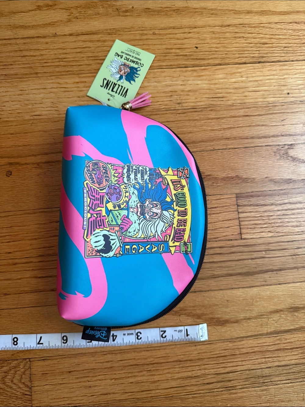 Disney Villains MaCruella De Ville Teal & Hot Pink Graphic Zip Cosmetic Pouch NW - Picture 6 of 6